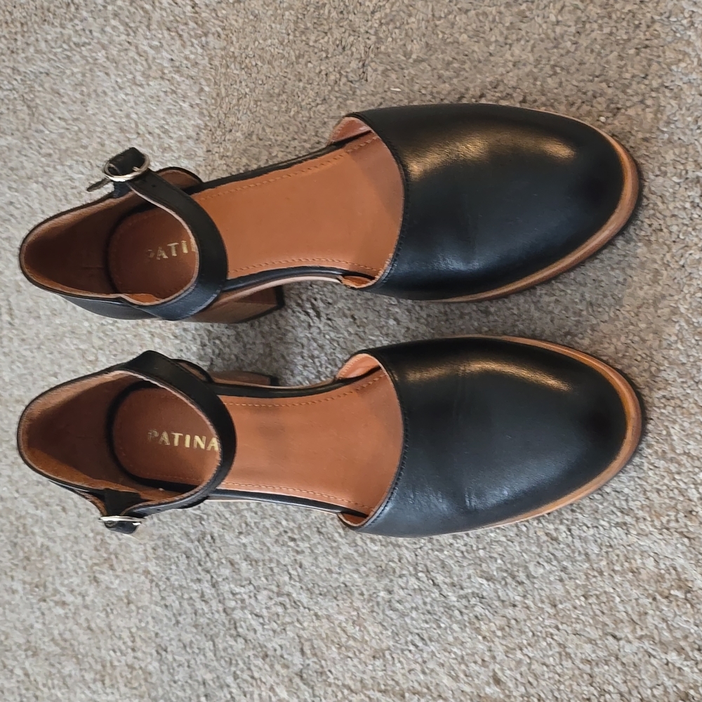 Portland Leather Patina "Almost Perfect" Heeled Mary Janes - Black